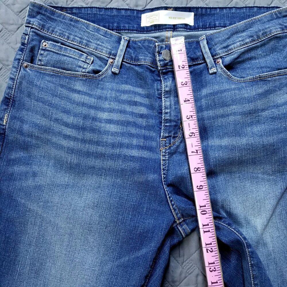 Levis Signature Jeans Womens 16M 33x32 Blue Mid Rise Bootcut Dark Wash Denim - Picture 6 of 12